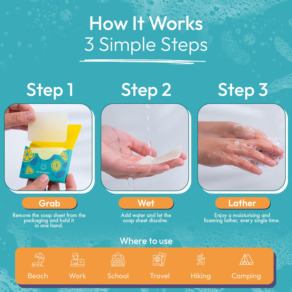 Paper Soap Sheets for Hand Washing - 200 Lemon Travel Soap Sheets