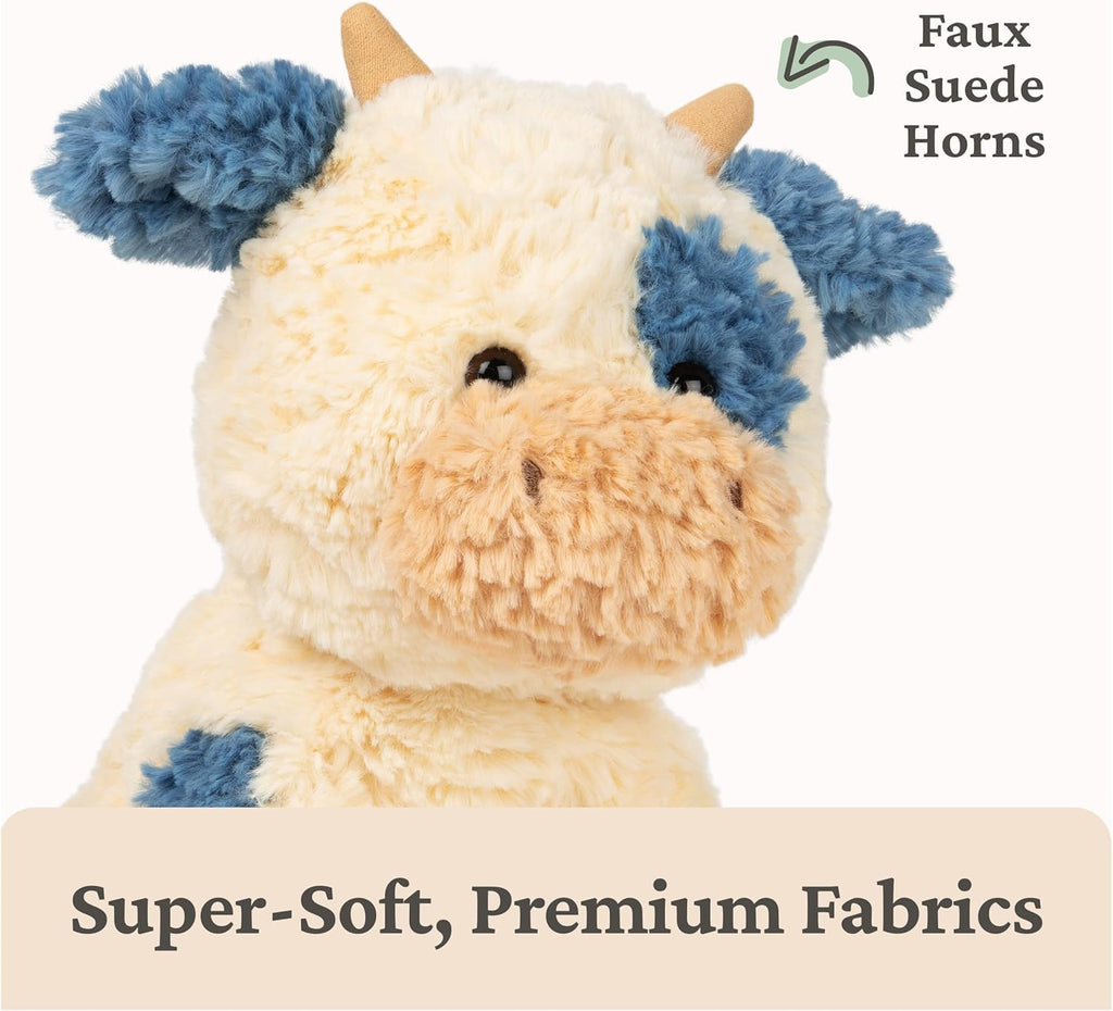 GUND Cozys Collection Cow, Stuffed Animal for Ages 0 and Up, Spring Decor Plush Toy, Cream/Blue, 10”