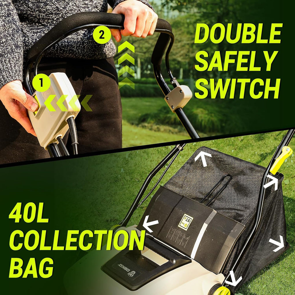 Electric Lawn Dethatcher Scarifier 15 Amp: DEKOPRO 15-inch Lawn Dethatcher and Aerator with 5-Position Depth