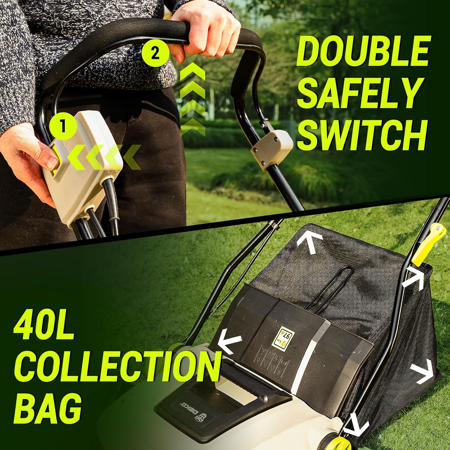 Electric Lawn Dethatcher Scarifier 15 Amp: DEKOPRO 15-inch Lawn Dethatcher and Aerator with 5-Position Depth