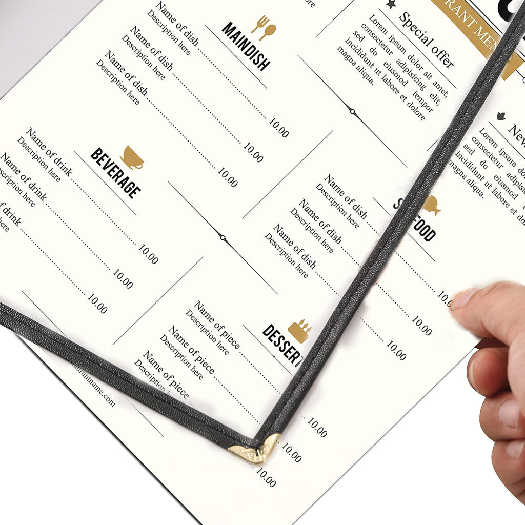 Menu Covers 8.5 x 11 Inch, 2 Pack 4 Page 8 View Clear Menu Holder Sleeve