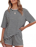 Womens Summer 2 Piece Stripe Short Sets Lounge Workout Beach Outfits