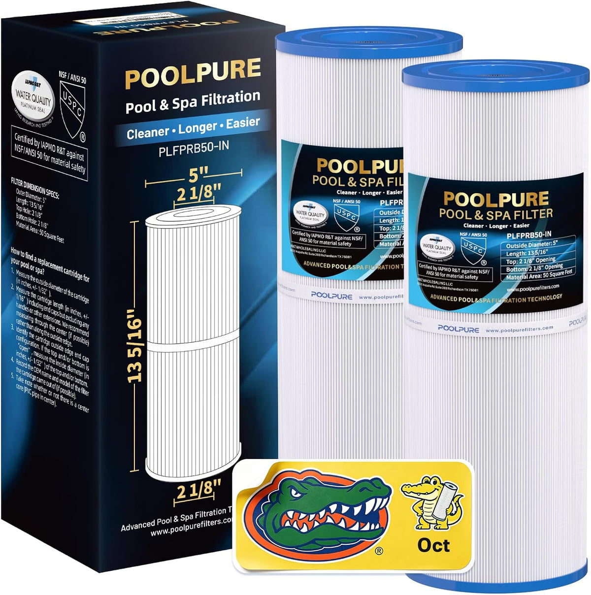 POOLPURE PLFPRB50-IN Hot Tub Filter Replace Pleatco PRB50-IN, Unicel C-4950