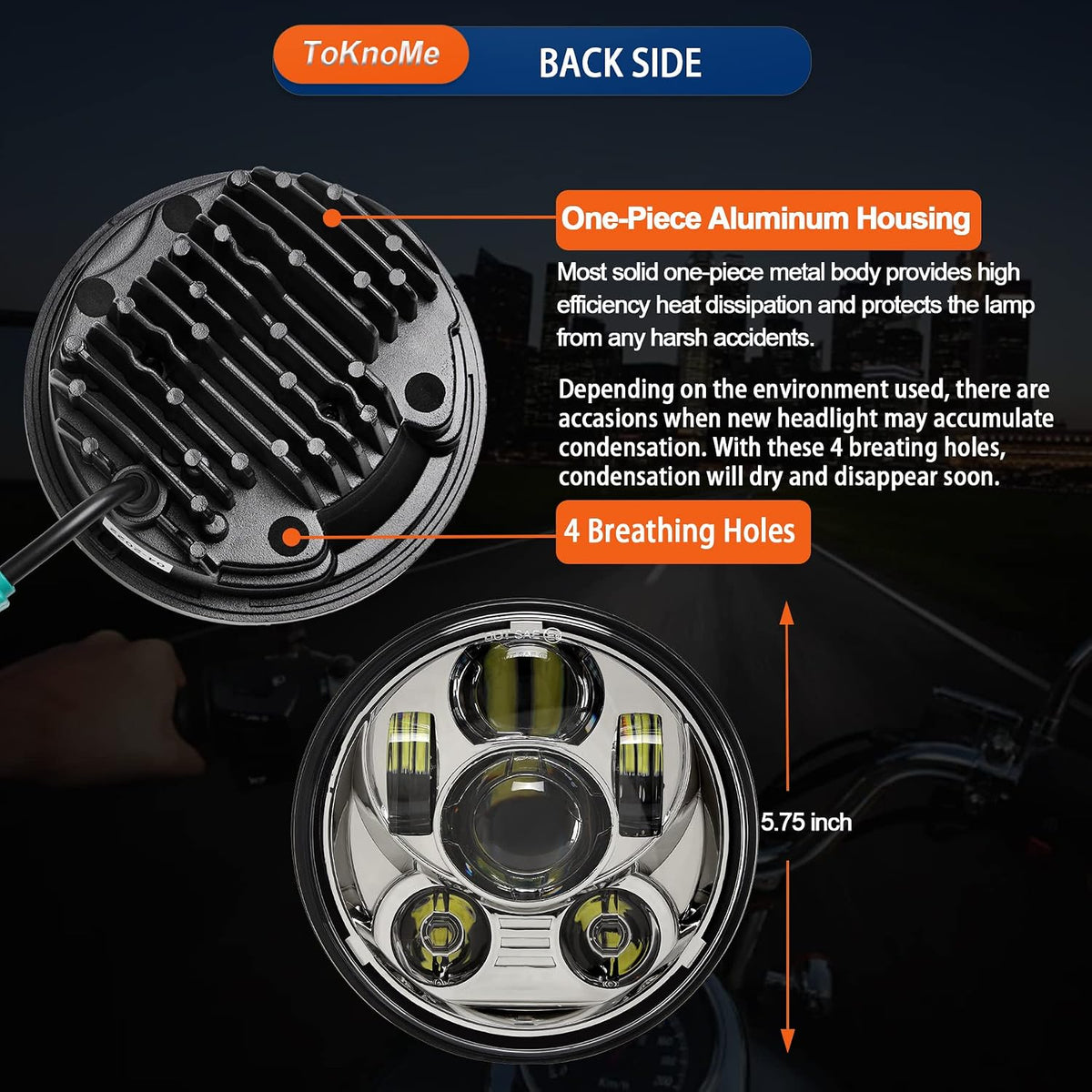 5-3/4 5.75 inch Headlight LED Compatible with Harley Davidson Dyna Sportster Iron 883 1200 Low Rider XLH883 Super Glide Softail Custom XLH1200 Forty-Eight SuperLow Street 500 750(Chrome)