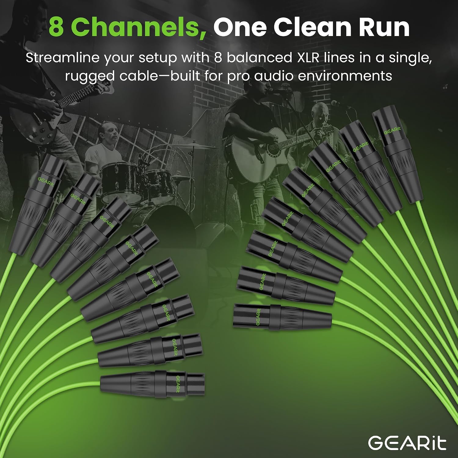XLR Snake 8 Channel 30 ft, OFC Audio Snake Balanced Multicore Cable with Metal XLR Connectors & Numbered Channel