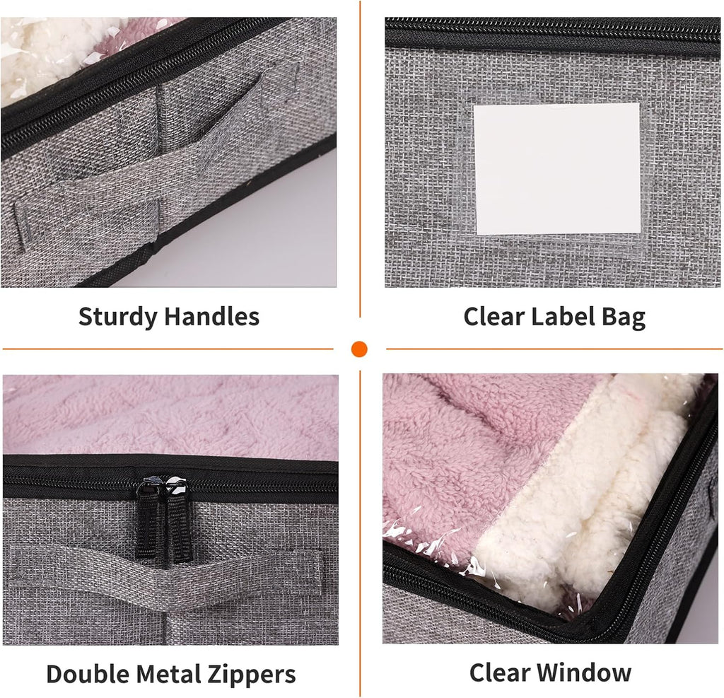 Under Bed Storage Containers 4 Pack, Reinforced Underbed Organizer Below 4.5 Inches Low Profile Clothes Storage Bins