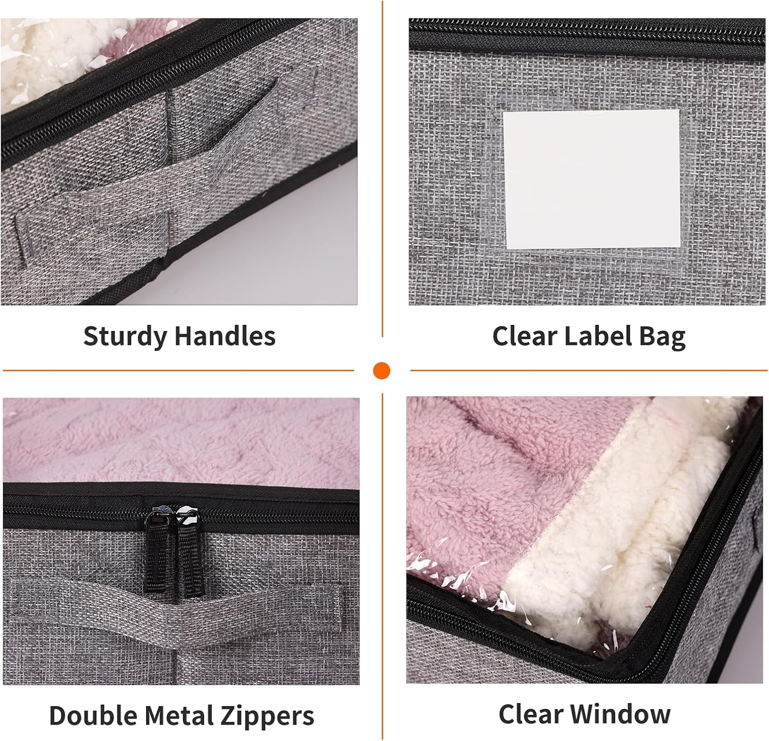 Under Bed Storage Containers 4 Pack, Reinforced Underbed Organizer Below 4.5 Inches Low Profile Clothes Storage Bins