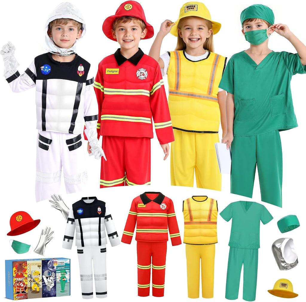 Toddler Dress up Clothes for Play, Kids Role Play Costumes 4 In 1 Set