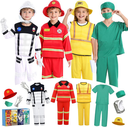 Toddler Dress up Clothes for Play, Kids Role Play Costumes 4 In 1 Set