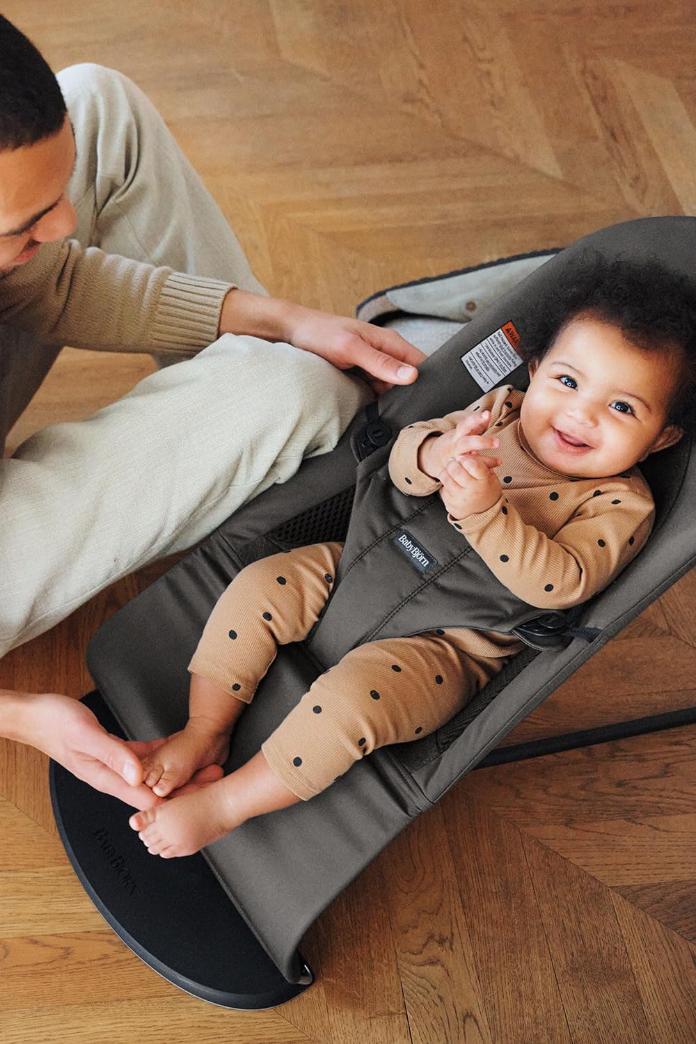 Bouncer Balance Soft, Dark Gray, Woven/Jersey, Tri-Fabric | 2-in-1 Adjustable Baby Bouncer Seat and Toddler Chair