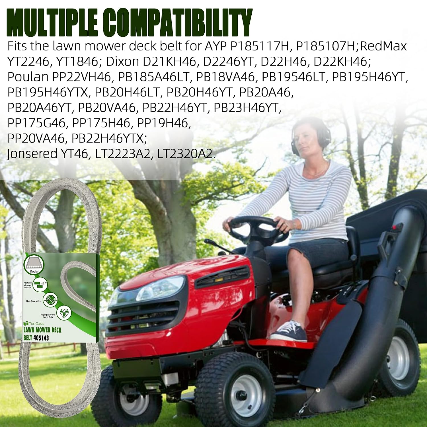 46" Lawn Mower Deck Belt Compatible with Husqvarna Lawn Mower Replaces Part Number 405143 532405143, Heavy-Duty