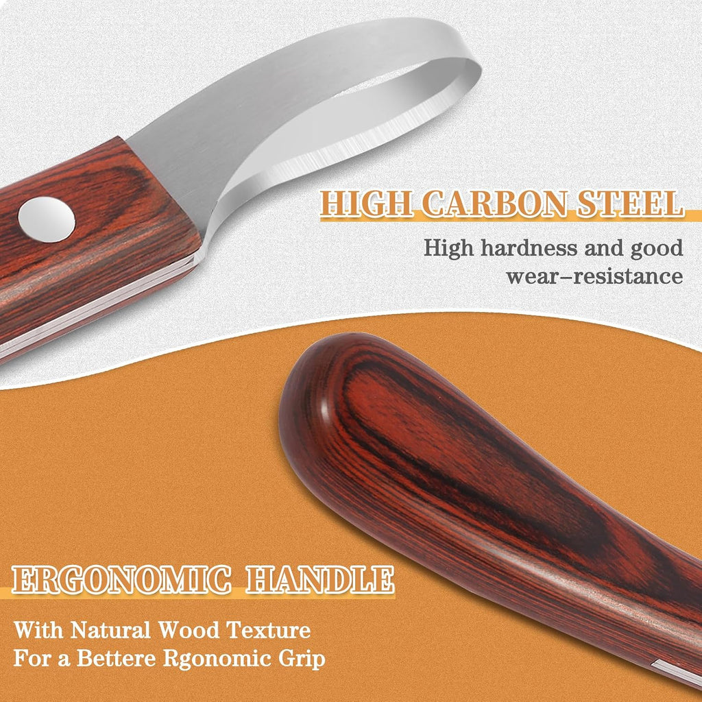 Hoof Knife for Horses with Sharpener, Double-Edge Loop Knife for Farriers