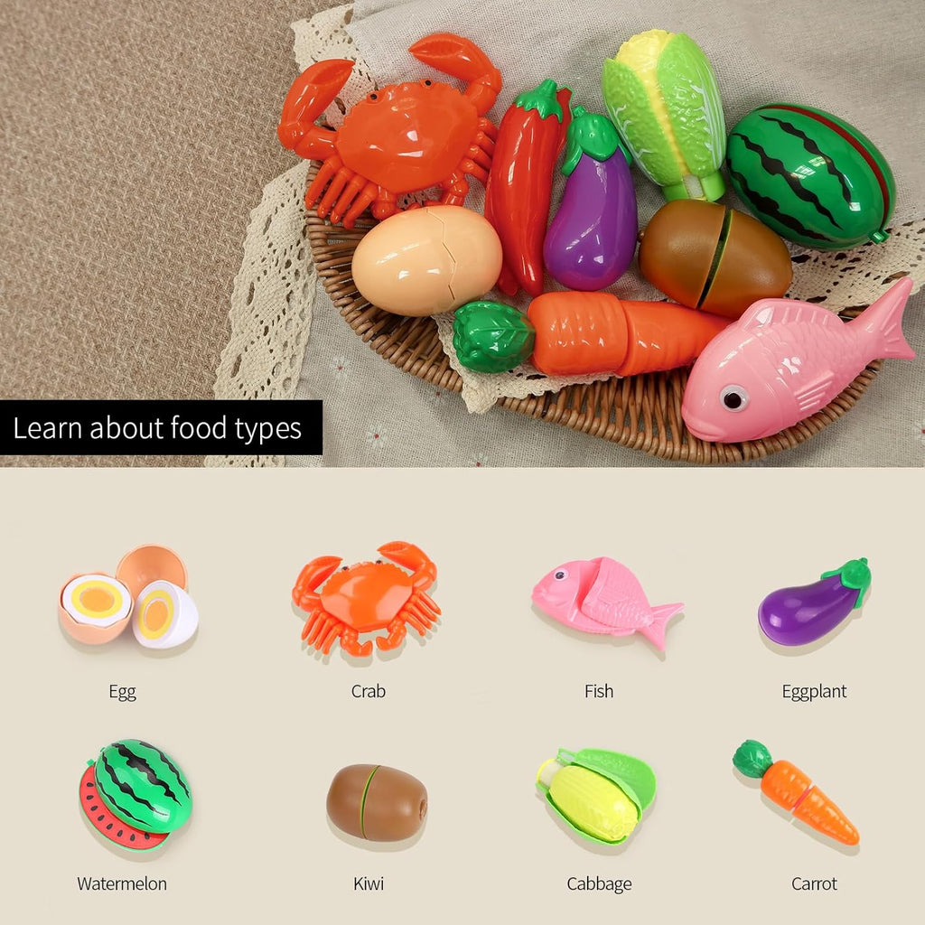 Kids Play Kitchen Accessories - Complete Cooking Toy Set with Pots, Pans & Utensils for Toddlers 1-3, Learning