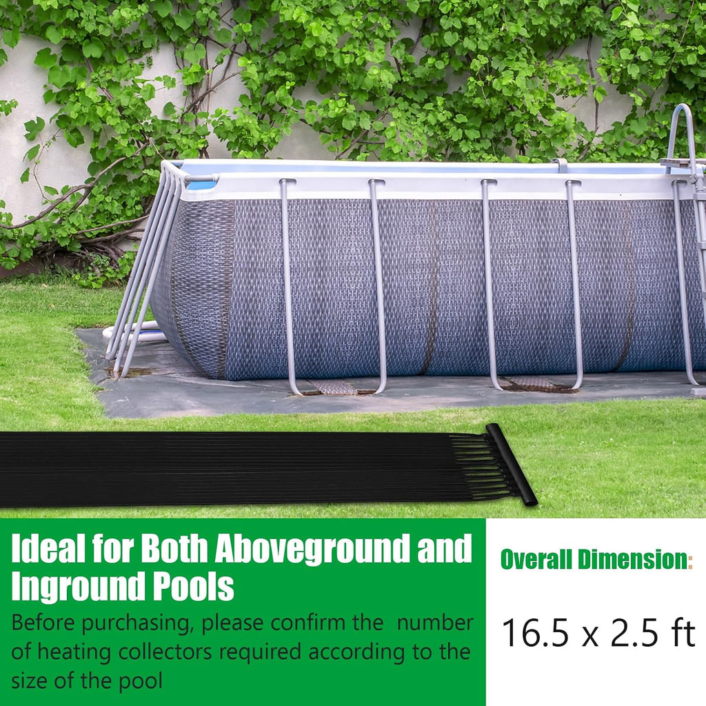 2.5 x 16.5 Feet Solar Pool Heater for Above Ground & Inground Pools | Weatherproof Solar Pool Heating Panel, Portable