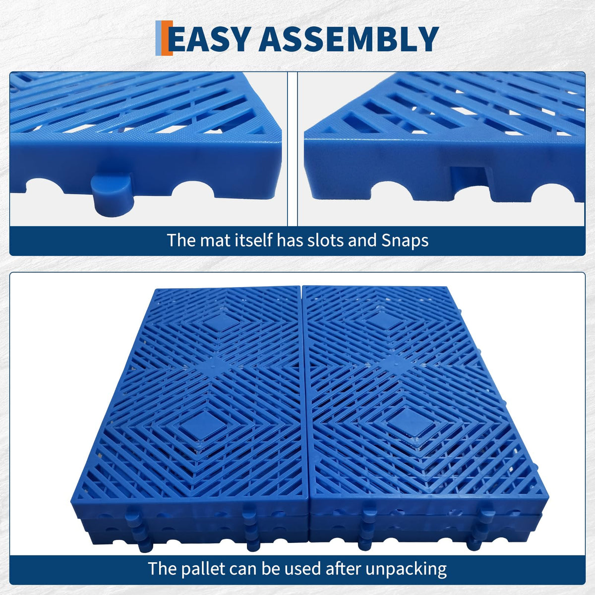 Plastic Pallets, 6 Pack Lightweight Waterproof Floor Pallets,Spliceable Outdoor Breathable Grid Platform for Garage