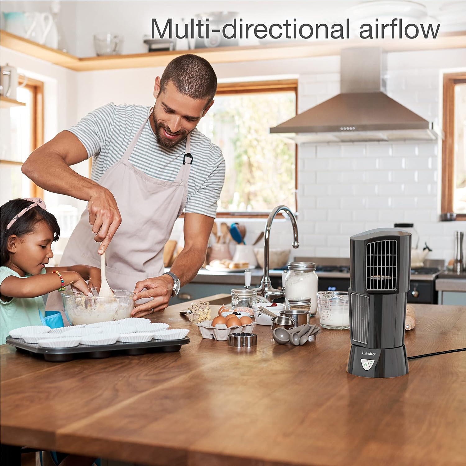 Oscillating Platinum Desktop Wind Tower Fan, 3-Speeds, Compact, Portable with Handle for Office, Bedroom and Kitchen