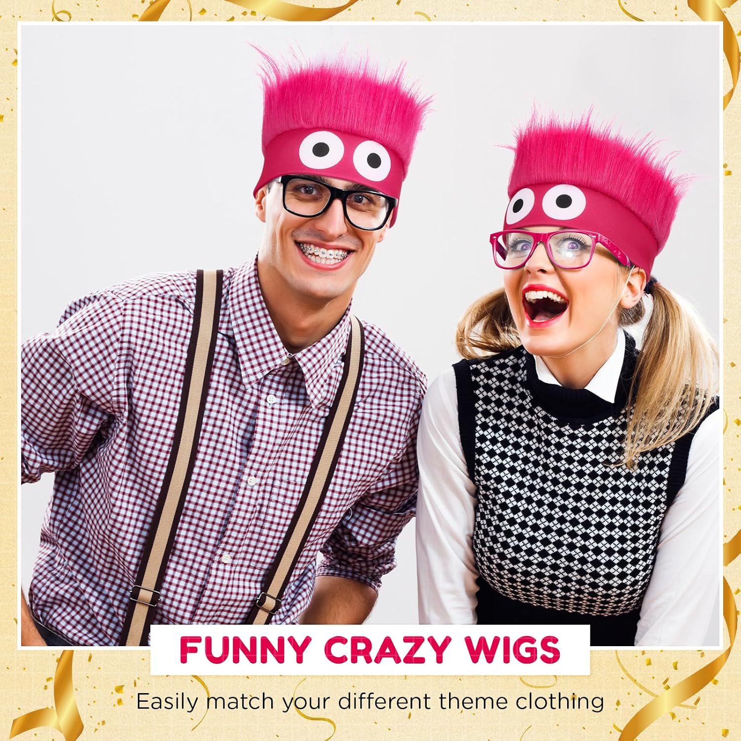 Hairy Headband Crazy Hair Day Fun Wig Hat Costume Accessory for Women Men Spirit Week Halloween Cosplay Sport