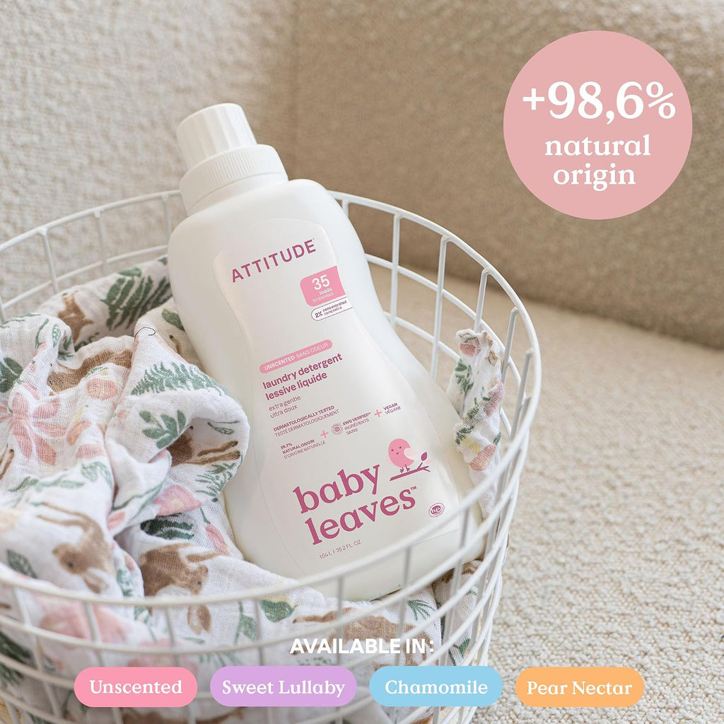 ATTITUDE Baby Laundry Detergent, Dermatologist Tested, Unscented, 35 Loads