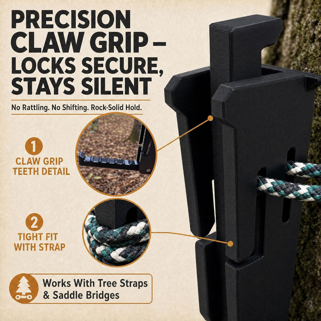 Tree Stand Gear Hanger – 4pc Bow Holder & Hooks Set for Saddle Hunting