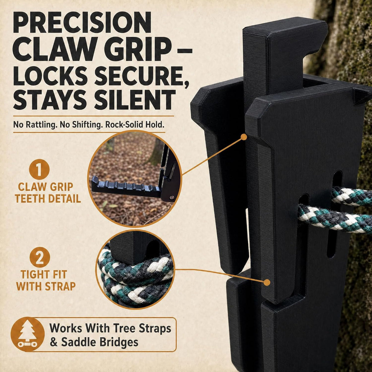 Tree Stand Gear Hanger – 4pc Bow Holder & Hooks Set for Saddle Hunting