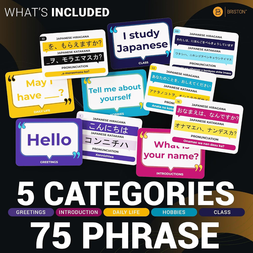 Japanese Conversational Phrases Flash Cards with Audio – 75 for Beginners | Back to School Japanese phrase cards with