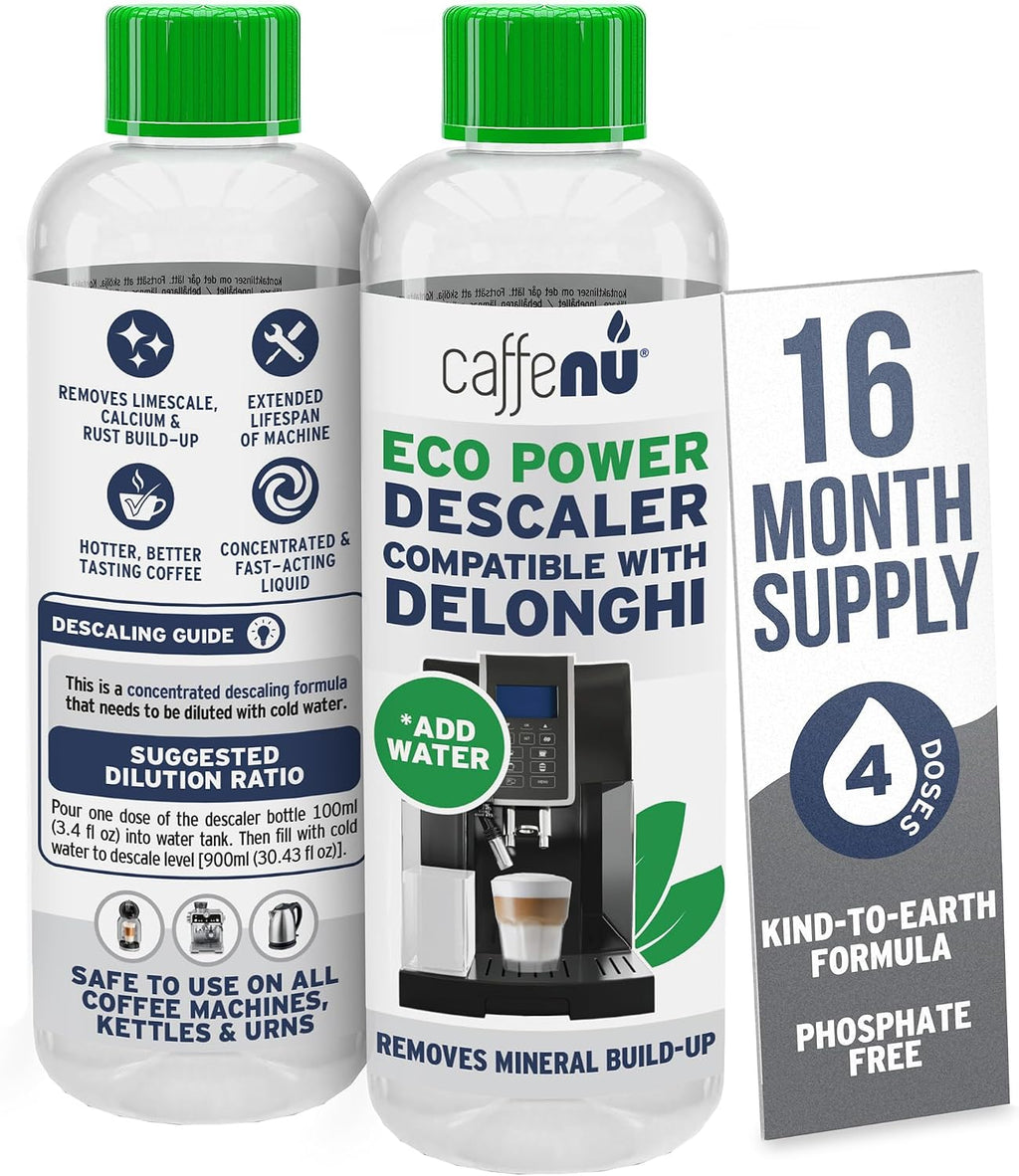 Caffenu DeLonghi Compatible Descaling Solution, 4-Use Coffee Maker Descaler