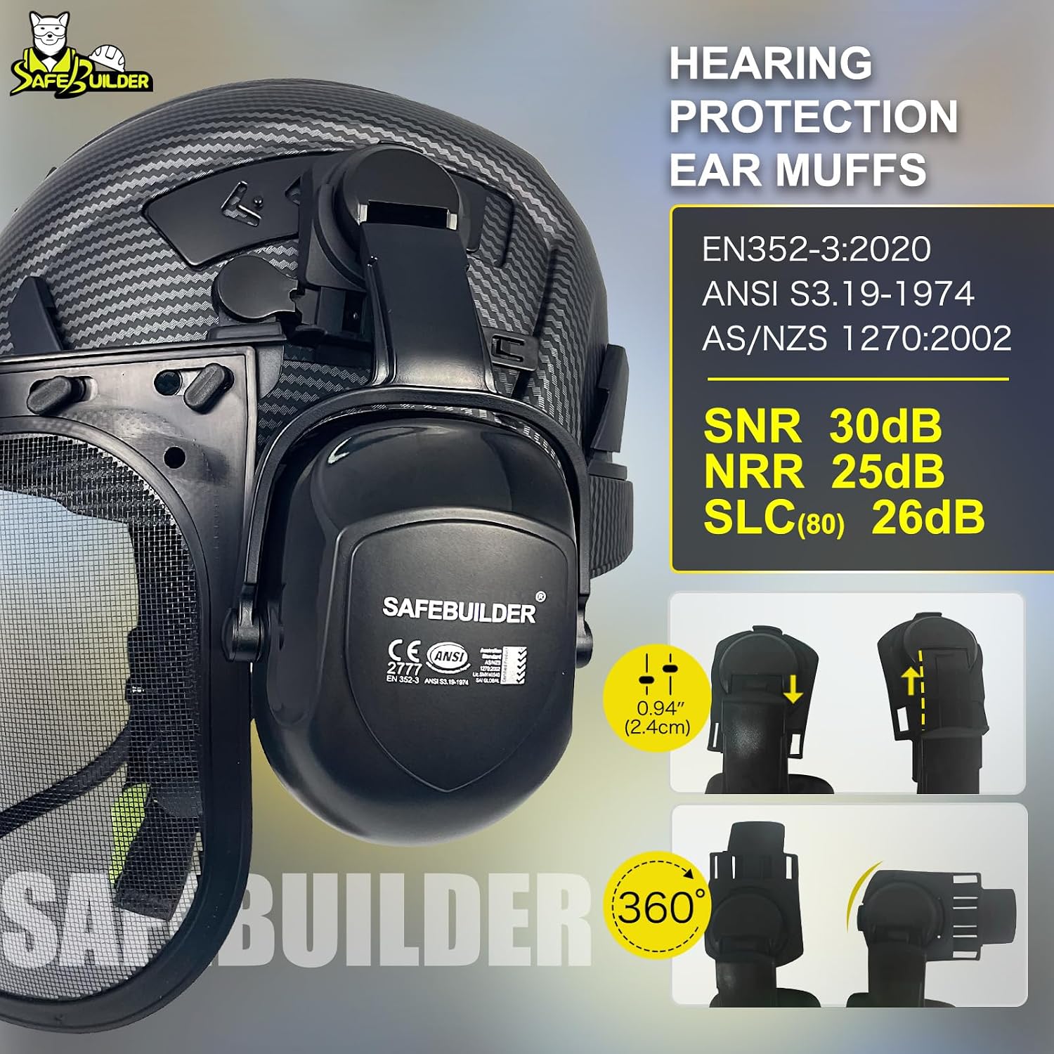 CR99 Forestry Safety Helmet Class C Hard Hats 3 In1 Chainsaw Arborist Helmet with Mesh Face Shield Ear Muffs Hearing