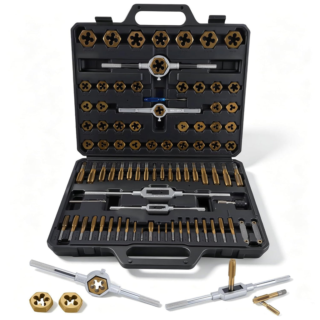 Anfrere 86pcs Tap and Die Set in SAE & Metric Sizes