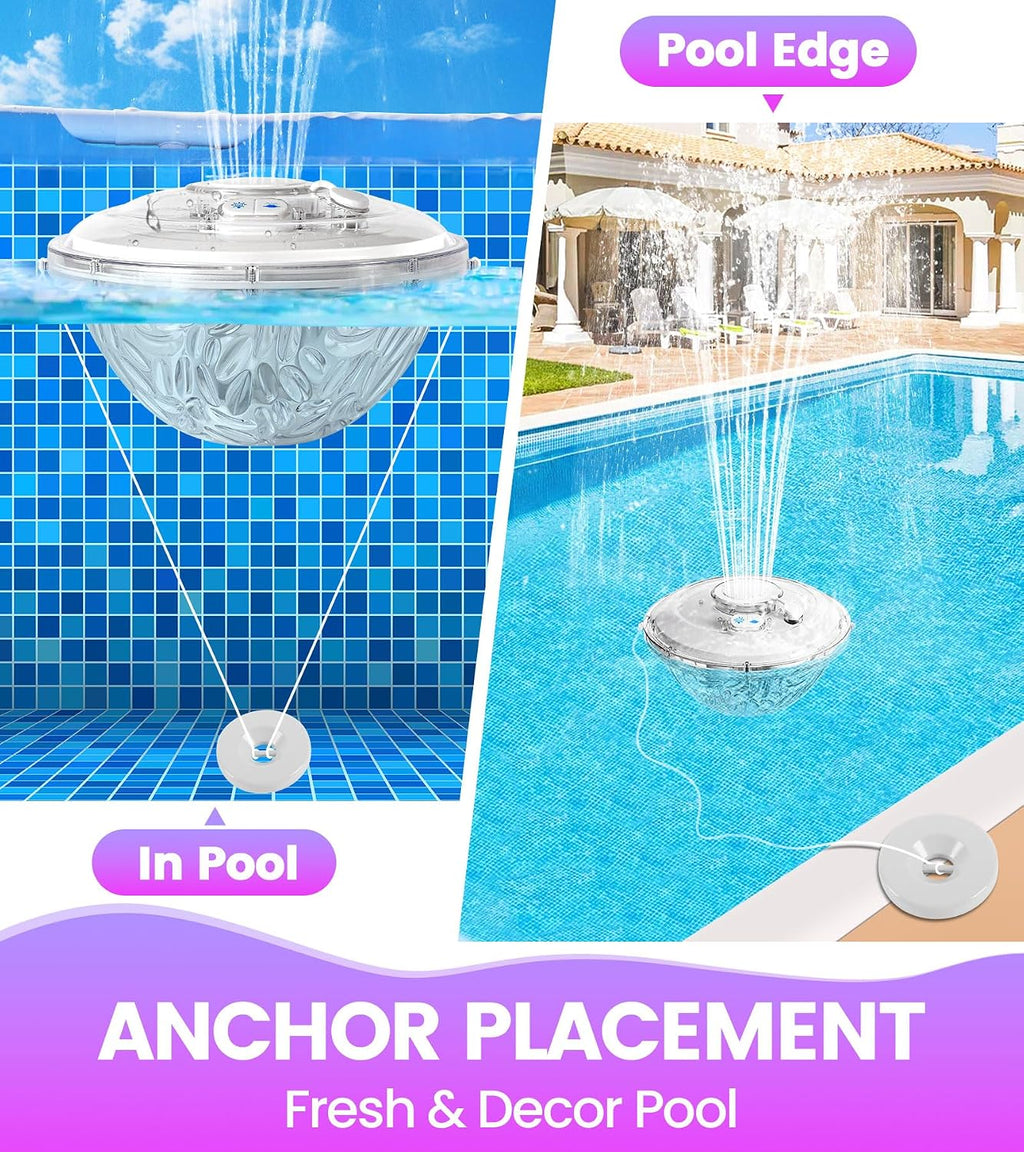 Floating Pool Fountain with Lights,Pool Fountains Above Ground Pool | 2 in 1 Lights Show,Upgraded Pool Fountains with