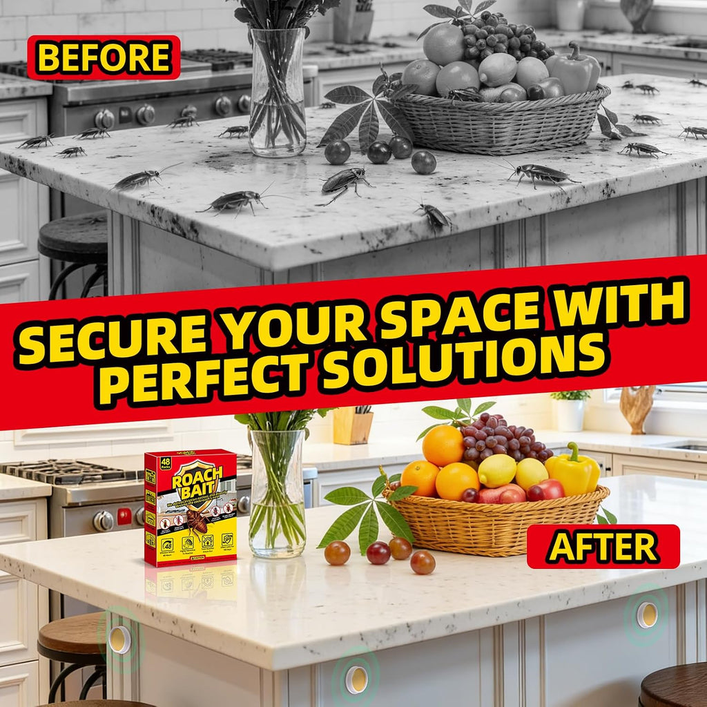 Cockroach Killer Indoor Home - 48 Packs | Roach Elimination Gel Fast-Acting in Kitchen and Home | Kills the Roaches'