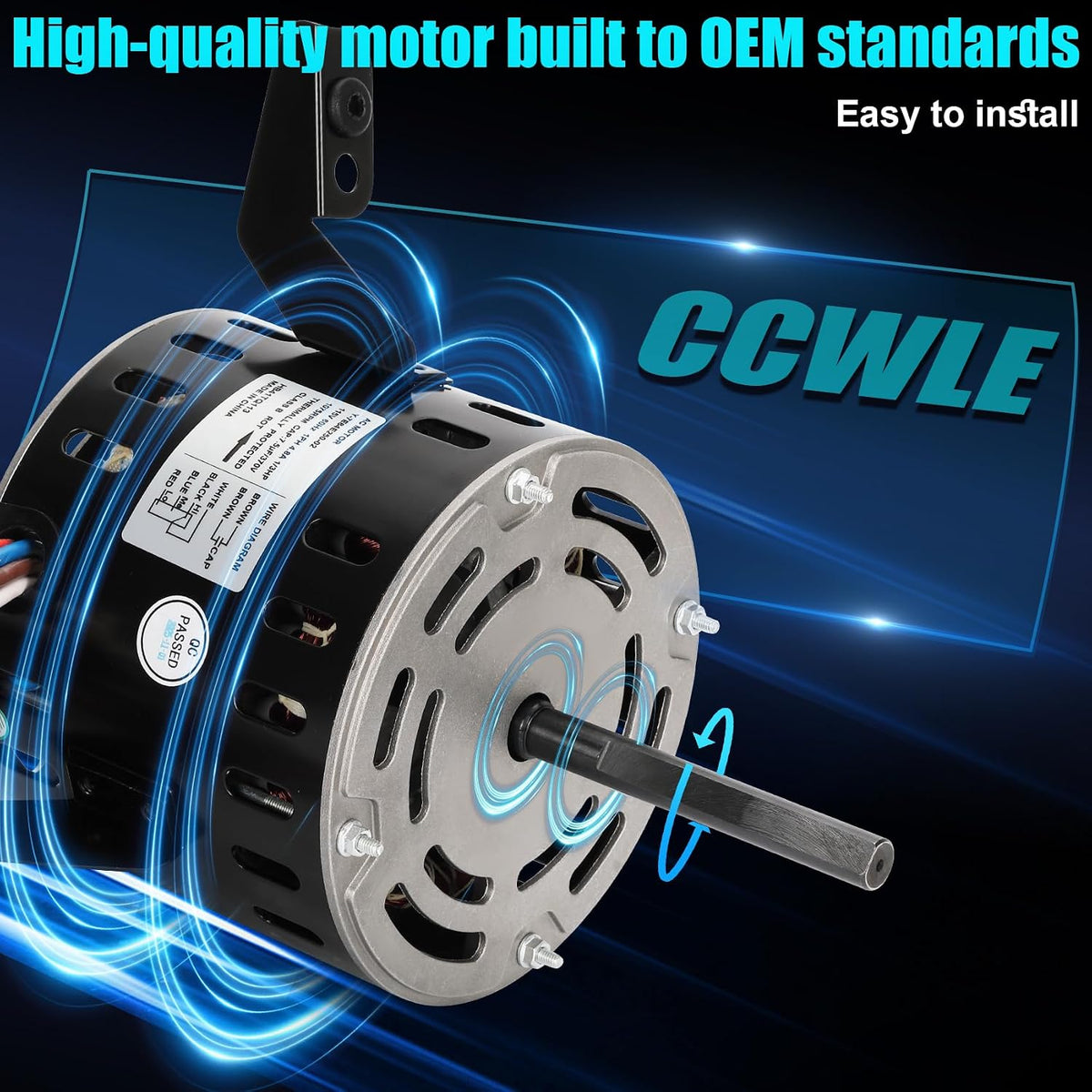 HB41TQ113 Furnace Blower Motor for Carrier, 1/3 HP 115V 1075 RPM, Capacitor