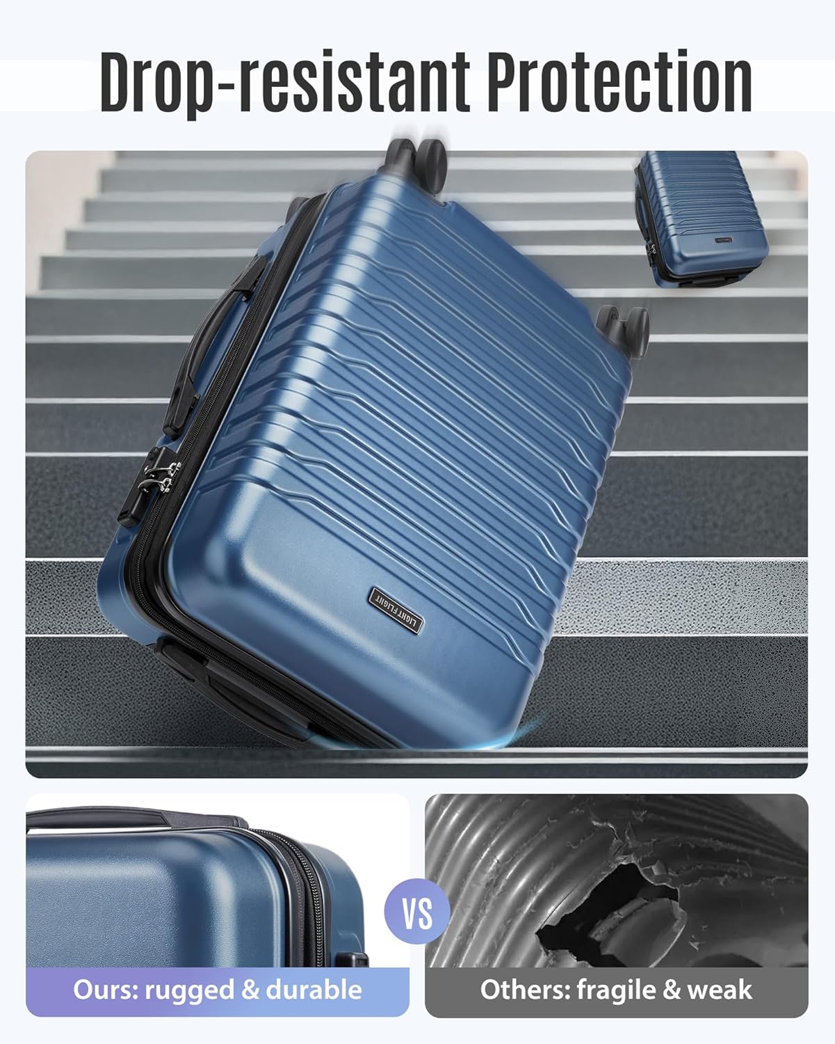 Expandable Carry On Luggage 22x14x9 Airline Approved with Double Spinner Wheels, 20 Inch Lightweight Hard Shell