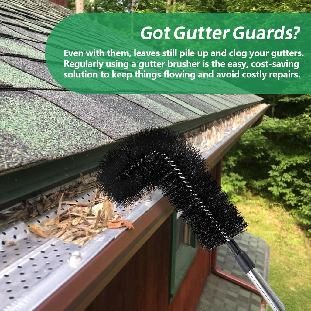 Gutter Cleaning Tools from The Ground, RV Rain Gutter Cleaning Brush with Pole, No Ladder Needed for Removing Leaves