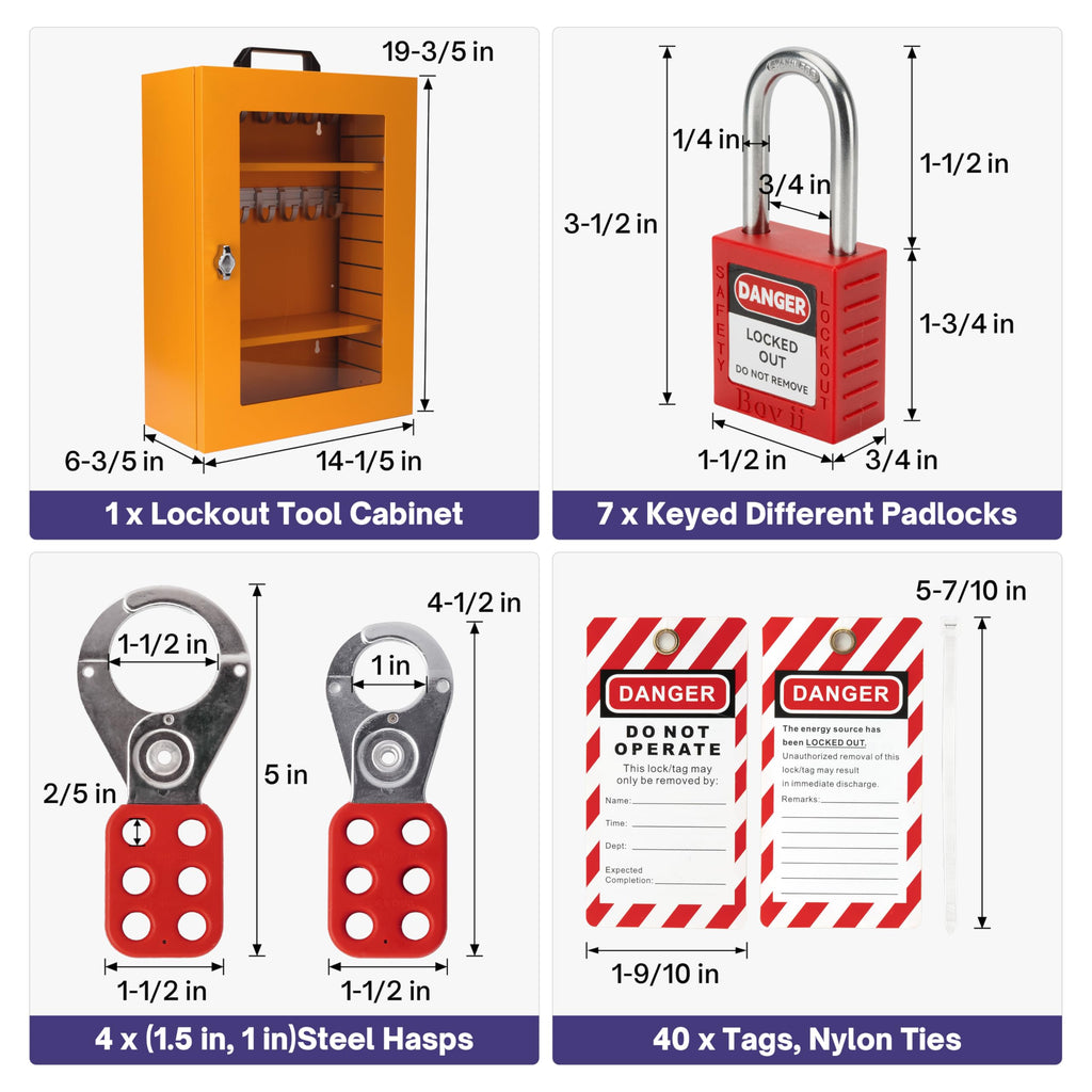 Lockout Tagout Station, 106-Piece Electrical Loto Kit with Locks