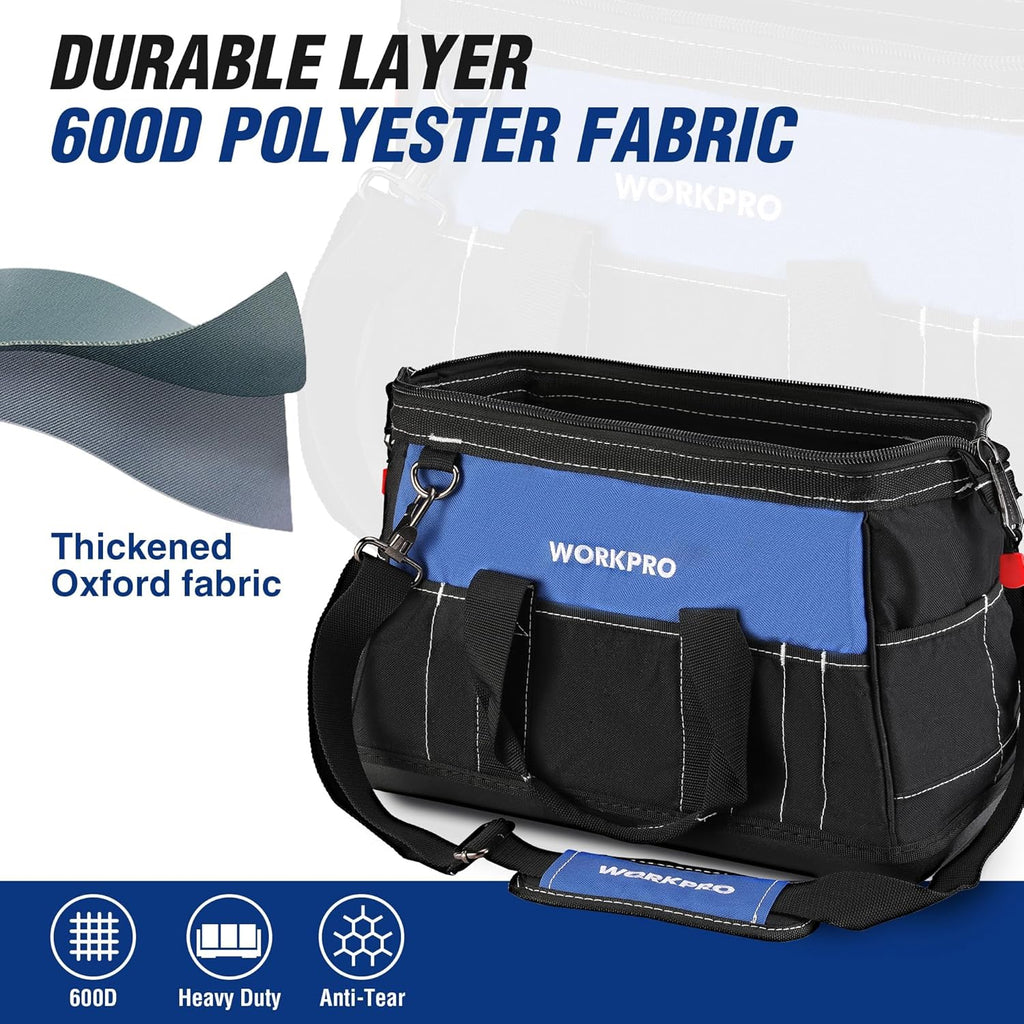 16-inch Wide Mouth Tool Bag with Water Proof Molded Base
