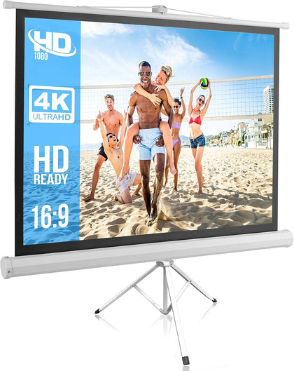 50 Inch Portable Projector Screen with Tripod Stand – Lightweight, Durable, Easy Pull Setup Mobile Projection Screen