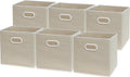 11-Inch Foldable Cube Storage Bins with Handles, Beige