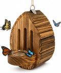 Wood Butterfly House for Outside Teardrop Habitat with Removable Feeder