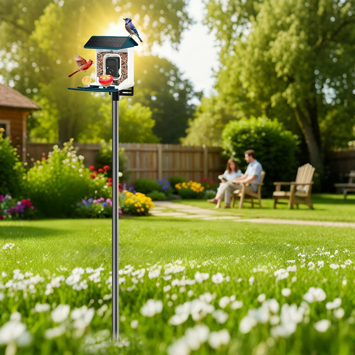 Bird House Pole Stand 79", Dia 1 Inch Smart Bird Feeder Pole for Camera Birdfeeder, Feeding Station for Outdoors