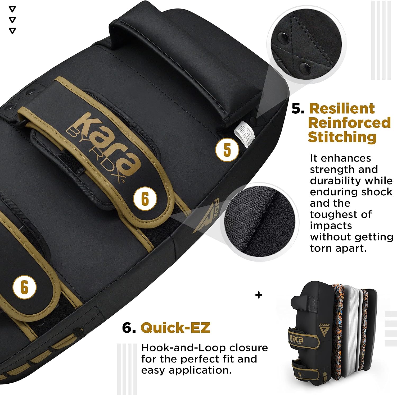 Thai Pads Curved Kickboxing Muay Thai with Solid Handle Grip, Maya Hide Leather KARA Strike Shield for Knees Elbows