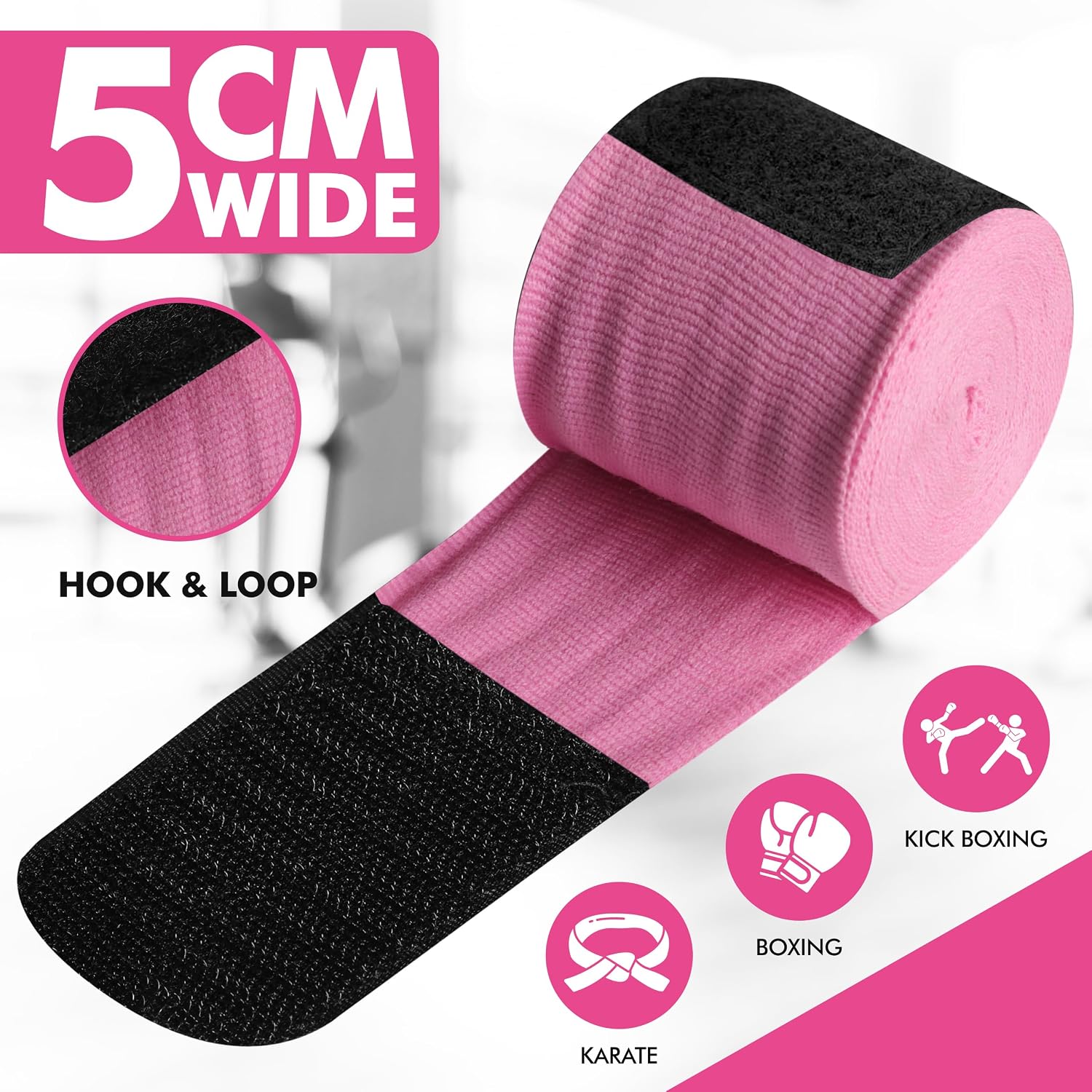 Boxing Hand Wraps, 180 Inches Inner Gloves with Thumb Loop | Elasticated Knuckle Protection for Martial Arts | Soft