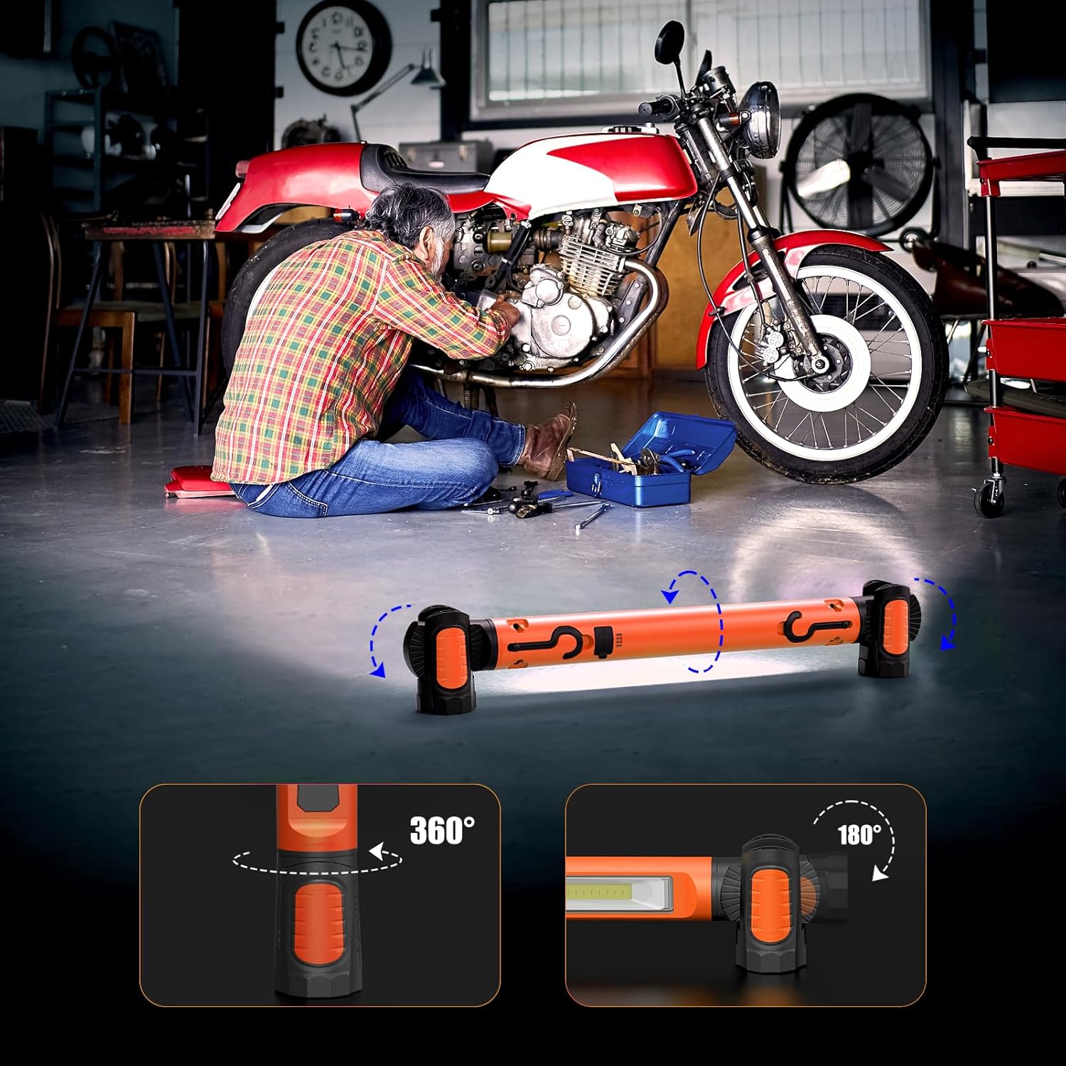 Mechanic Work Light, wokelux 3000LM LED Work Light, 5200mAh Rechargeable Magnetic Work Light, Underhood Cordless Work