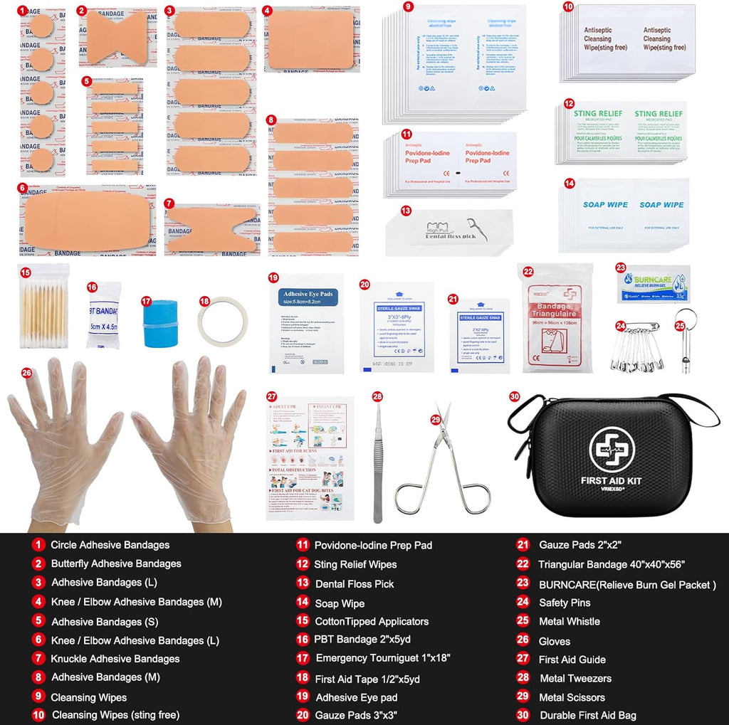 Mini First Aid Kit - 150 Piece Small Waterproof Hard Shell Medical Kit for Home, Car, Travel, Camping, Truck, Hiking