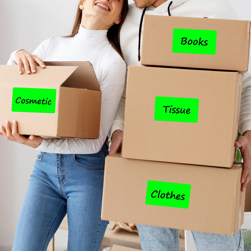 3x5 inch Rectangle Color Code Stickers, 1000PCS Fluorescent Green Label
