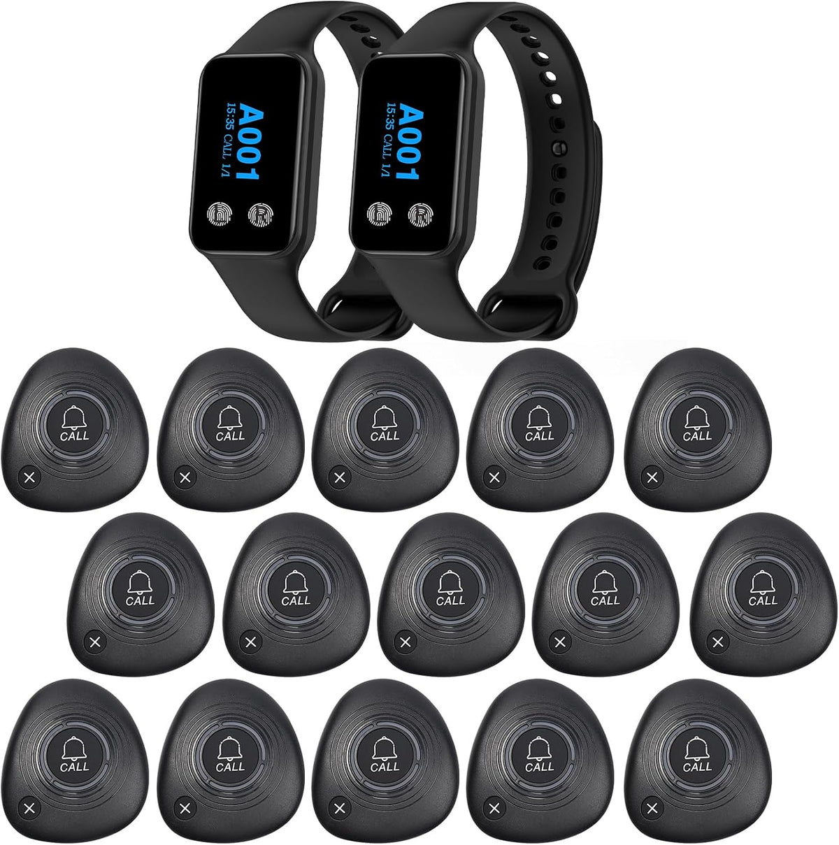 Wireless Restaurant Pager System with 15 Waterproof Call Buttons
