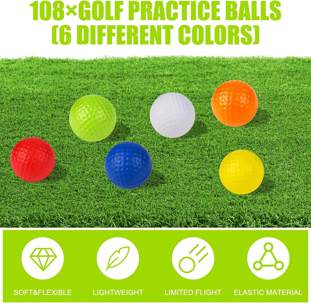 108 Pcs Foam Golf Practice Balls Bulk, Realistic Feel Flight Training Balls, Soft Foam Golf Balls for Backyards Swing