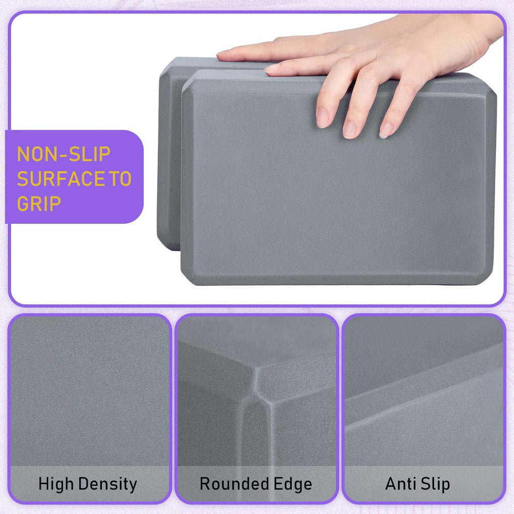 6 Pack Yoga Blocks 9 x 6 x 4 Inch EVA Foam Lightweight Non Slip Yoga Props for Pilates Stretching Meditation