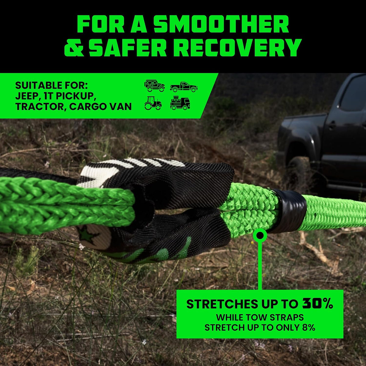 Kinetic Bridle Rope Recovery Kit, 1in x 10ft w/Soft Shackles