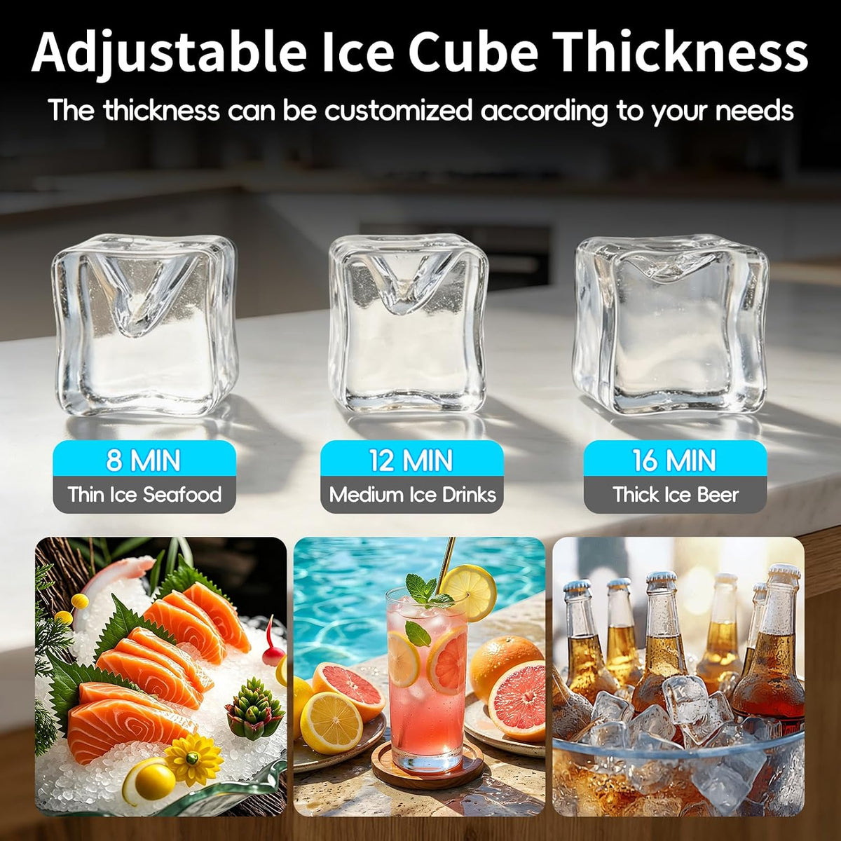 100Lbs/24H Commercial Ice Maker, 30Lbs Storage with Self-Cleaning