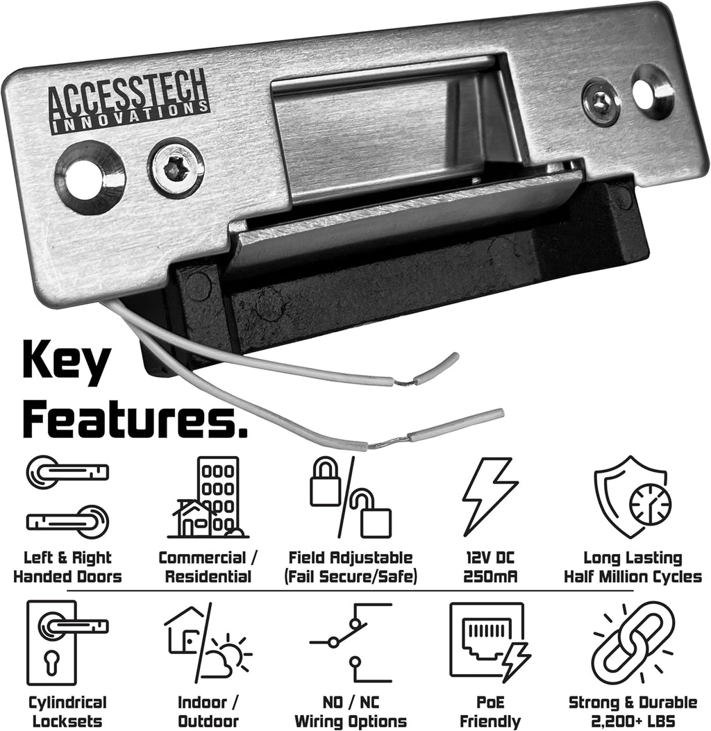 Heavy Duty Electric Strike Door Lock ANSI Standard Access Control System | 2,200+ LBS | Fail-Secure/Fail-Safe